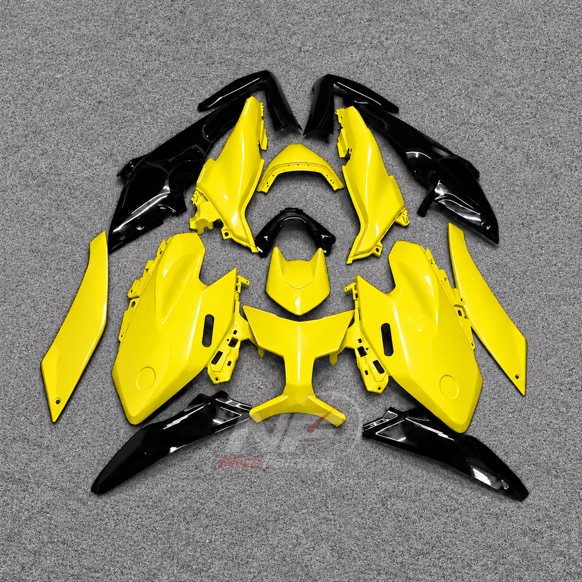 2025-2026 Yamaha TMAX560 ABS fairing kit - Yellow Black ABS Panels - front layout