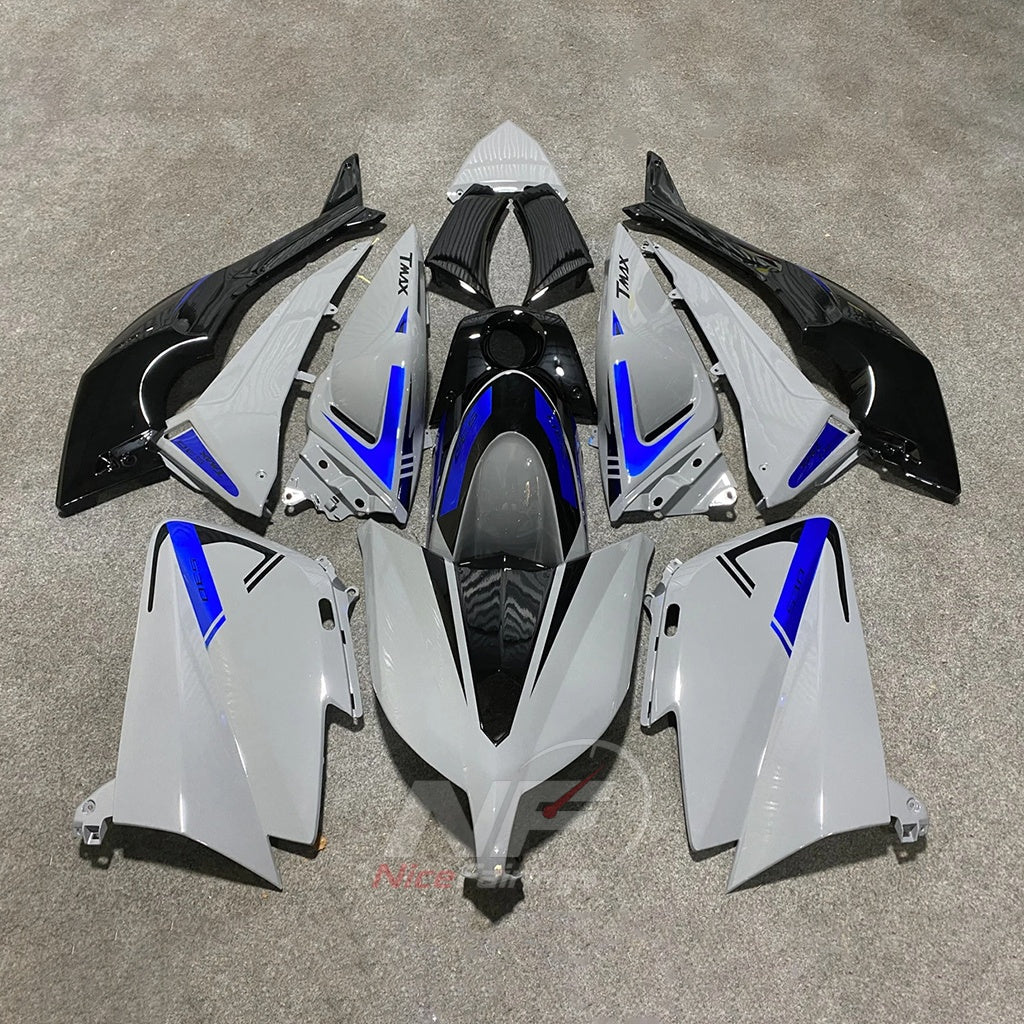 ABS Plastic Cowling Kit Fits YAMAHA TMAX530 SJ09 2012-2014 - White Blue Graphic | NiceFairings - main product image