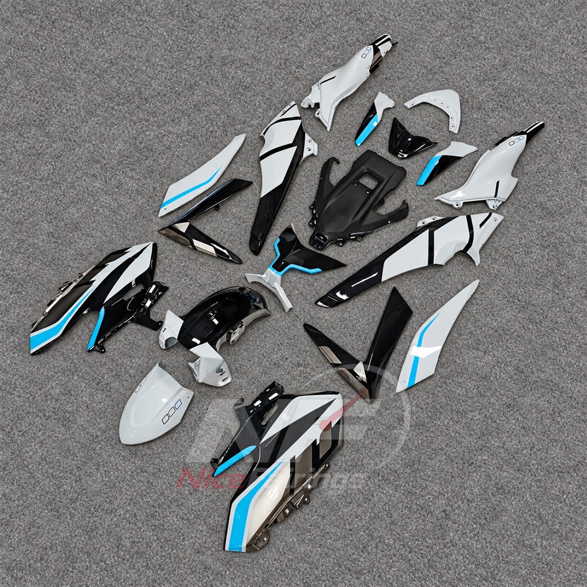 2025-2026 Yamaha TMAX560 ABS fairing kit - White Cyan Black Fairings - view 3
