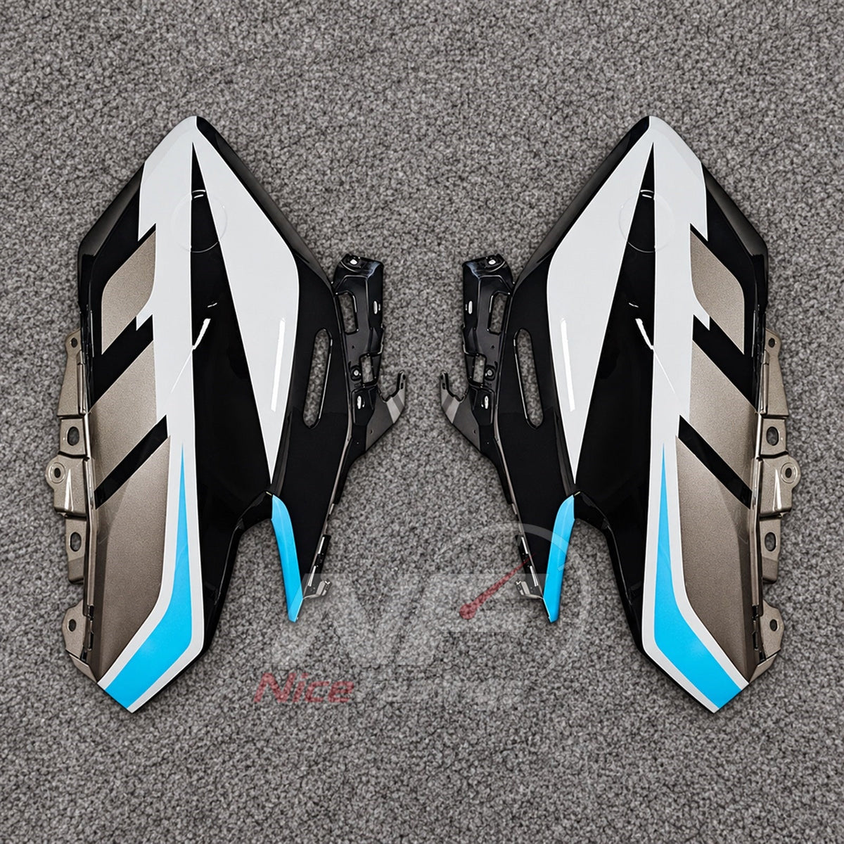 2025-2026 Yamaha TMAX560 ABS fairing kit - White Cyan Black Fairings - view 5