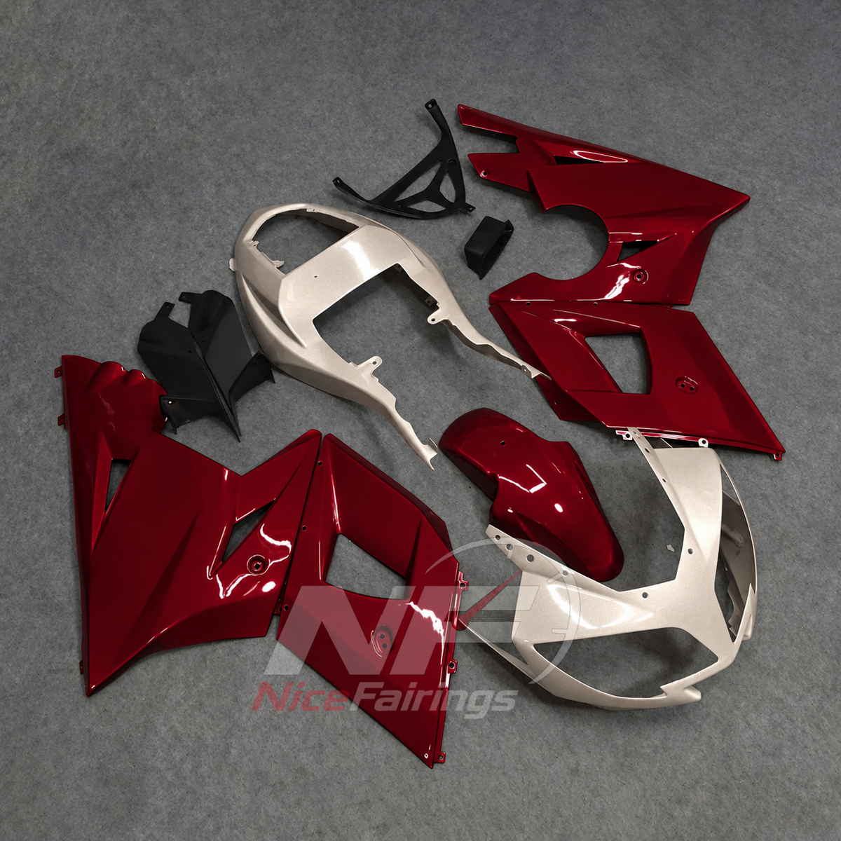 Motorcycle Fairing Kit Fits 2003-2005 TRIUMPH Daytona 600/650 - Handmade ABS Bodywork - Burgundy Ivory | NiceFairings - front angle image