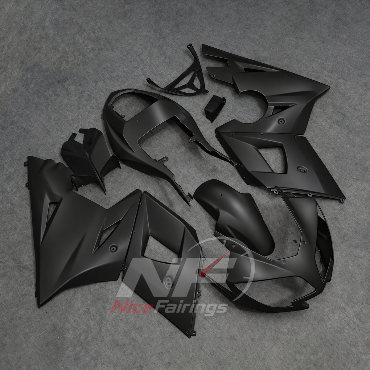 Fairings Kit Fits 2003-2005 TRIUMPH Daytona 600/650 - Handmade ABS Bodywork - Charcoal Black | NiceFairings - front angle image