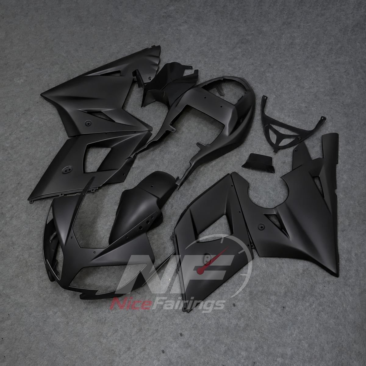 Fairings Kit Fits 2003-2005 TRIUMPH Daytona 600/650 - Handmade ABS Bodywork - Charcoal Black | NiceFairings - side angle image