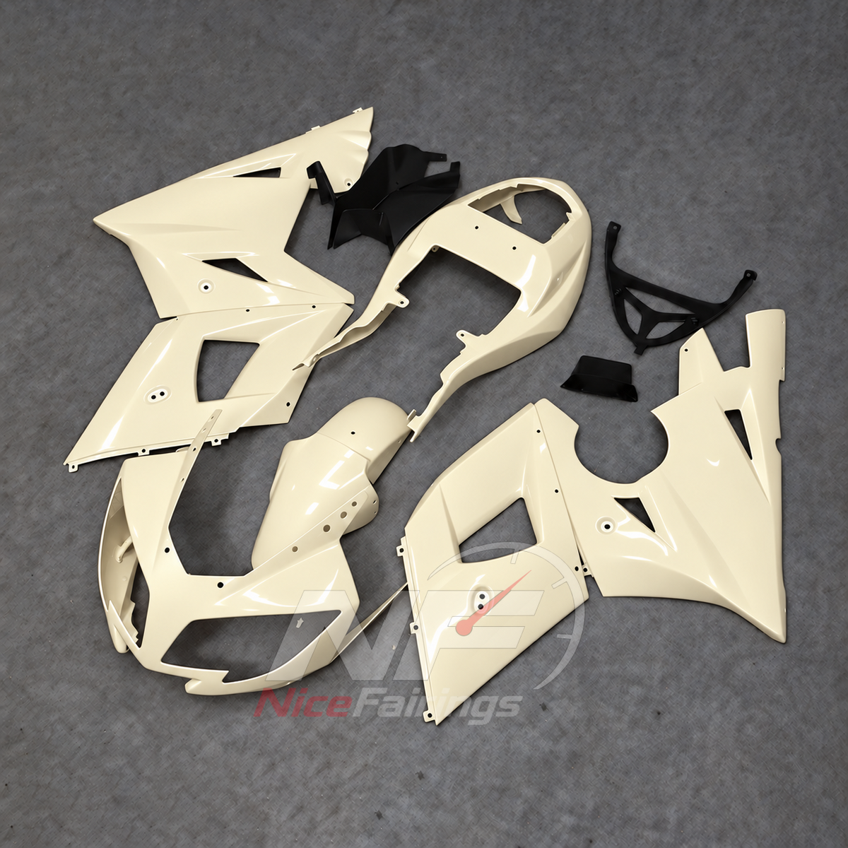 Aftermarket Fairing Kit Fits 2003-2005 TRIUMPH Daytona 600/650 - Handmade ABS Bodywork - Ivory | NiceFairings - side angle image