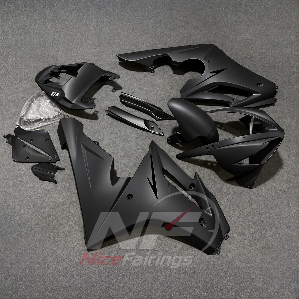 Motorcycle Fairing Kit Fits 2006-2008 TRIUMPH Daytona 675 - ABS Plastic Bodywork - Black | NiceFairings - front angle image