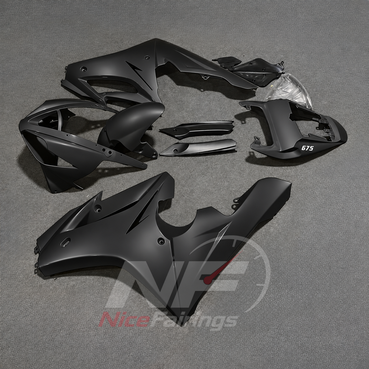 Motorcycle Fairing Kit Fits 2006-2008 TRIUMPH Daytona 675 - ABS Plastic Bodywork - Black | NiceFairings - side angle image