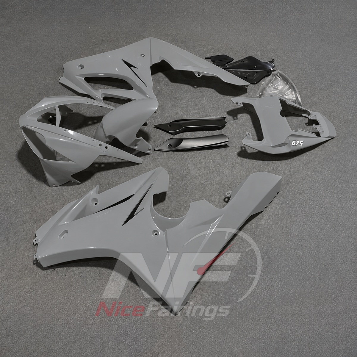 Aftermarket Fairing Kit Fits 2006-2008 TRIUMPH Daytona 675 - ABS Plastic Bodywork - White | NiceFairings - side angle image