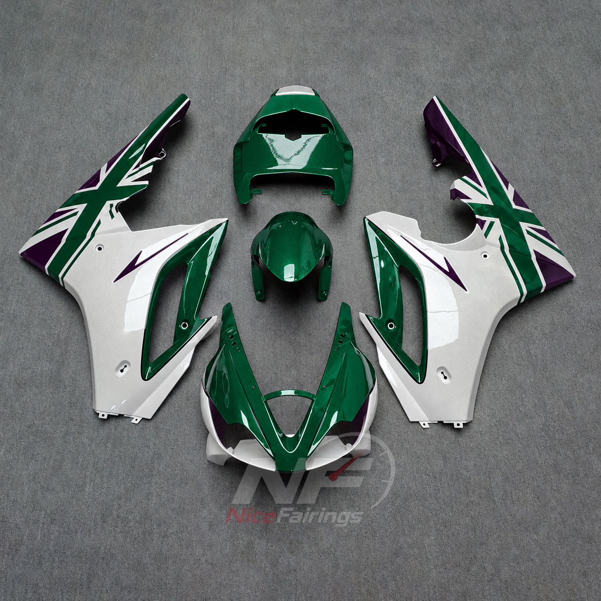Replacement Fairings Fit 2006-2008 TRIUMPH Daytona 675 - ABS Plastic Bodywork - Green White Graphic | NiceFairings - main product image