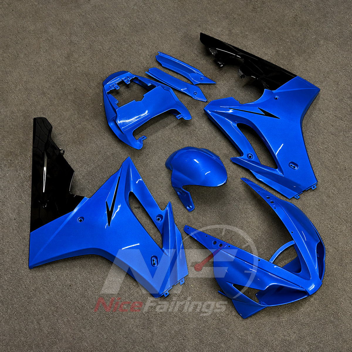 Aftermarket Fairing Kit Fits 2006-2008 TRIUMPH Daytona 675 - ABS Plastic Bodywork - Blue Black | NiceFairings - side angle image