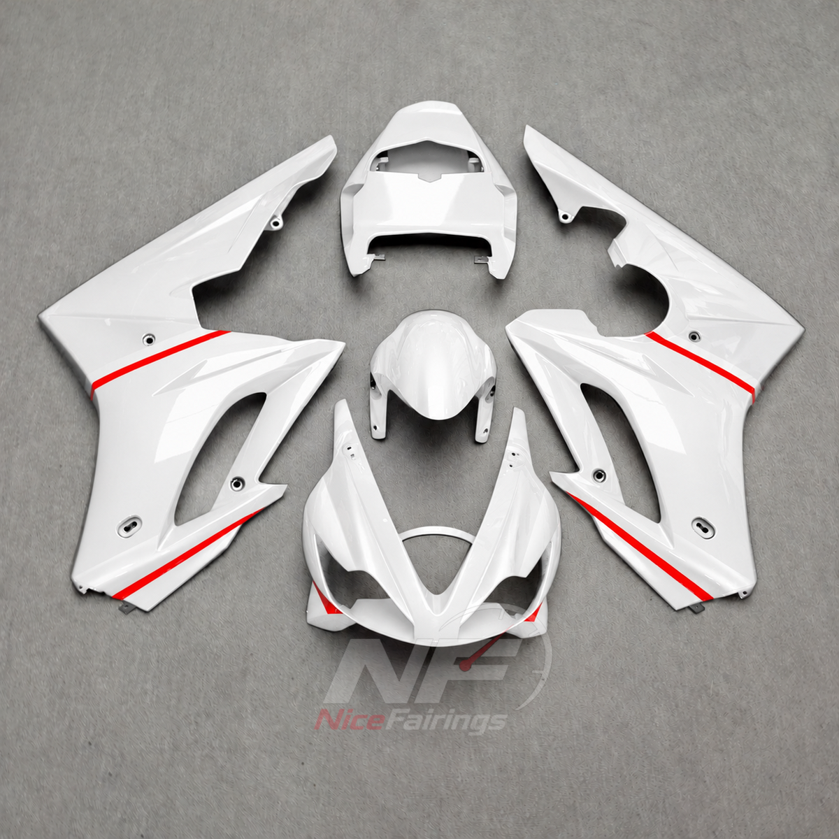 Fairings Kit Fits 2006-2008 TRIUMPH Daytona 675 - ABS Plastic Bodywork - White Red Accent | NiceFairings - main product image