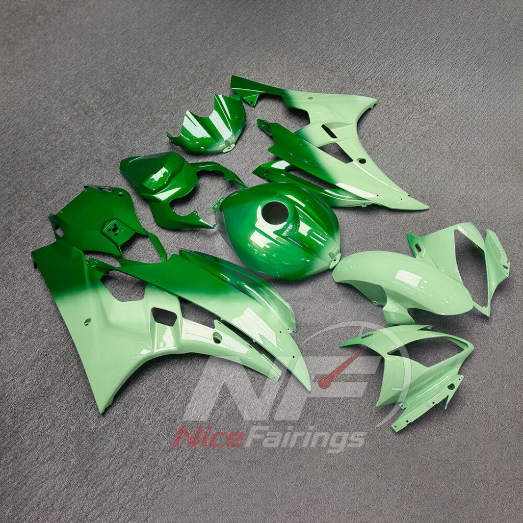Aftermarket Green ABS Plastic Bodywork Kit Fits YAMAHA YZF-R6 RJ11 2006-2007 | NiceFairings - side angle image