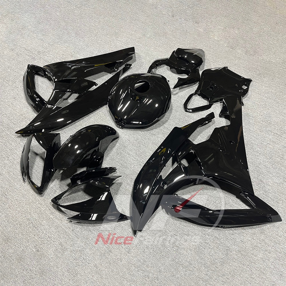 Custom-Painted Black ABS Cowling Panels Compatible with 2006-2007 YAMAHA YZF-R6 RJ11 | NiceFairings - side angle image