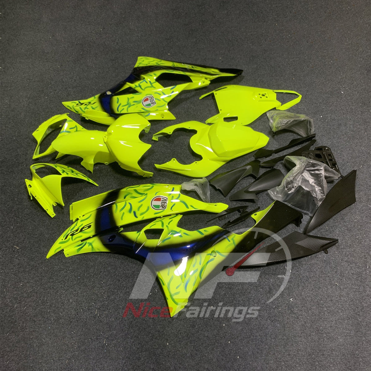 Painted Yellow ABS Injection Fairing Kit Fits 2006-2007 YAMAHA YZF-R6 RJ11 | NiceFairings - front angle image