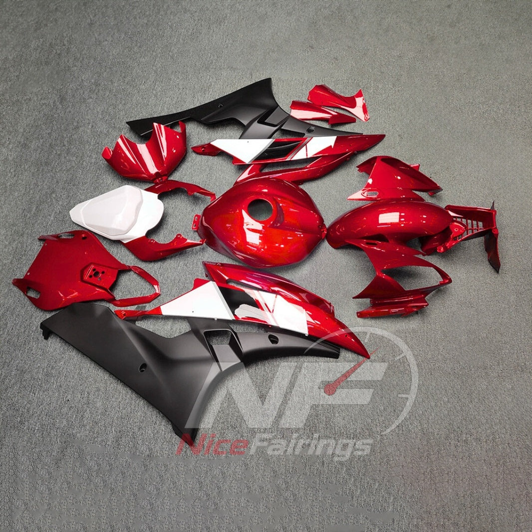 Painted Red Injection-Molded Cowling Set Fits YAMAHA YZF-R6 RJ11 2006-2007 | NiceFairings - side angle image