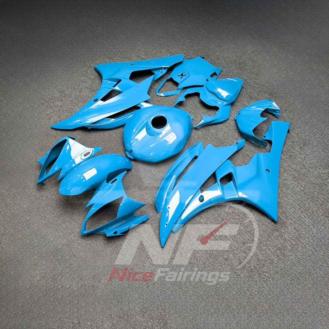 Custom-Painted Blue Motorcycle Fairing Kit Fits YAMAHA YZF-R6 RJ11 2006-2007 | NiceFairings - front angle image