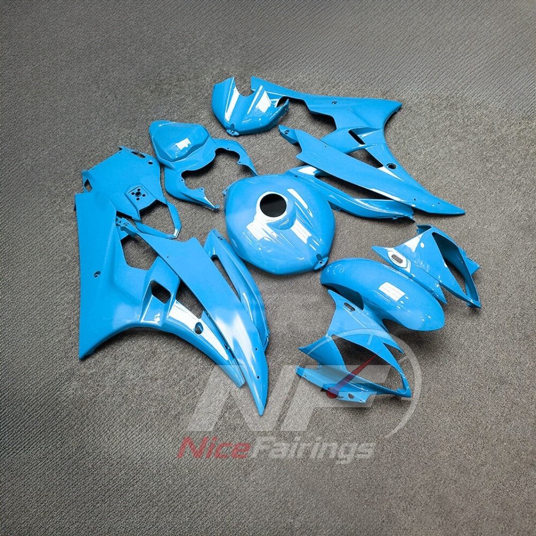 Custom-Painted Blue Motorcycle Fairing Kit Fits YAMAHA YZF-R6 RJ11 2006-2007 | NiceFairings - side angle image