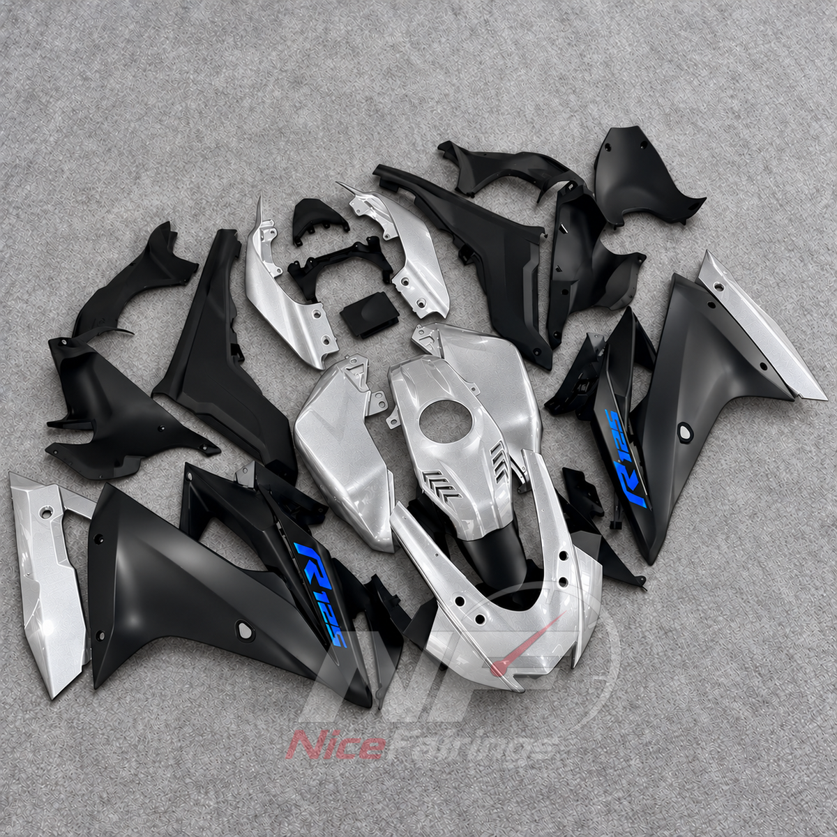 Sportbike Fairing Kit Fits 2019-2022 YAMAHA YZF-R125 - ABS Plastic Bodywork - Silver Black Blue | NiceFairings - front angle image