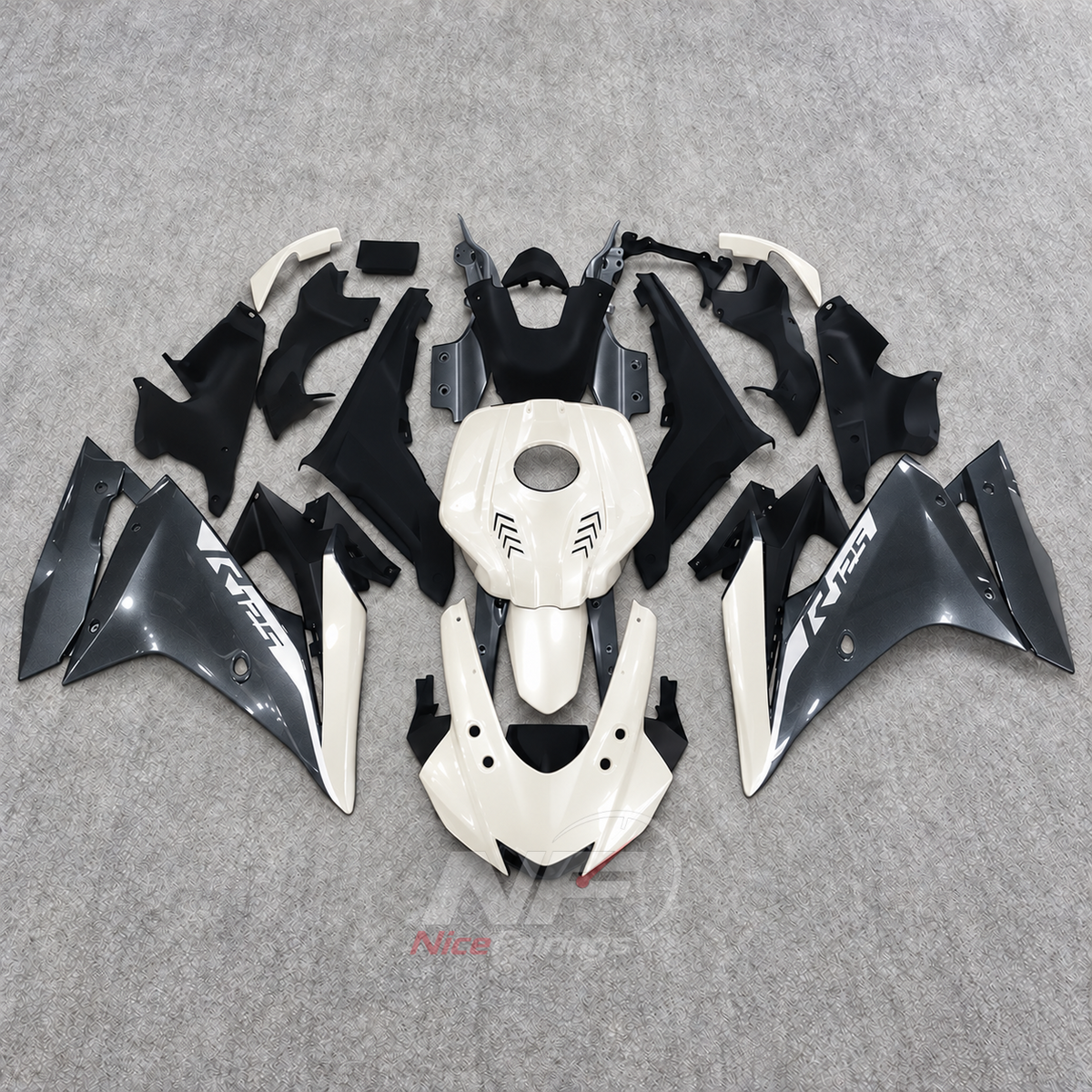 Custom Fairings Fit 2019-2022 YAMAHA YZF-R125 - ABS Plastic Bodywork - Teal Black White | NiceFairings - paint design NO.2 option image