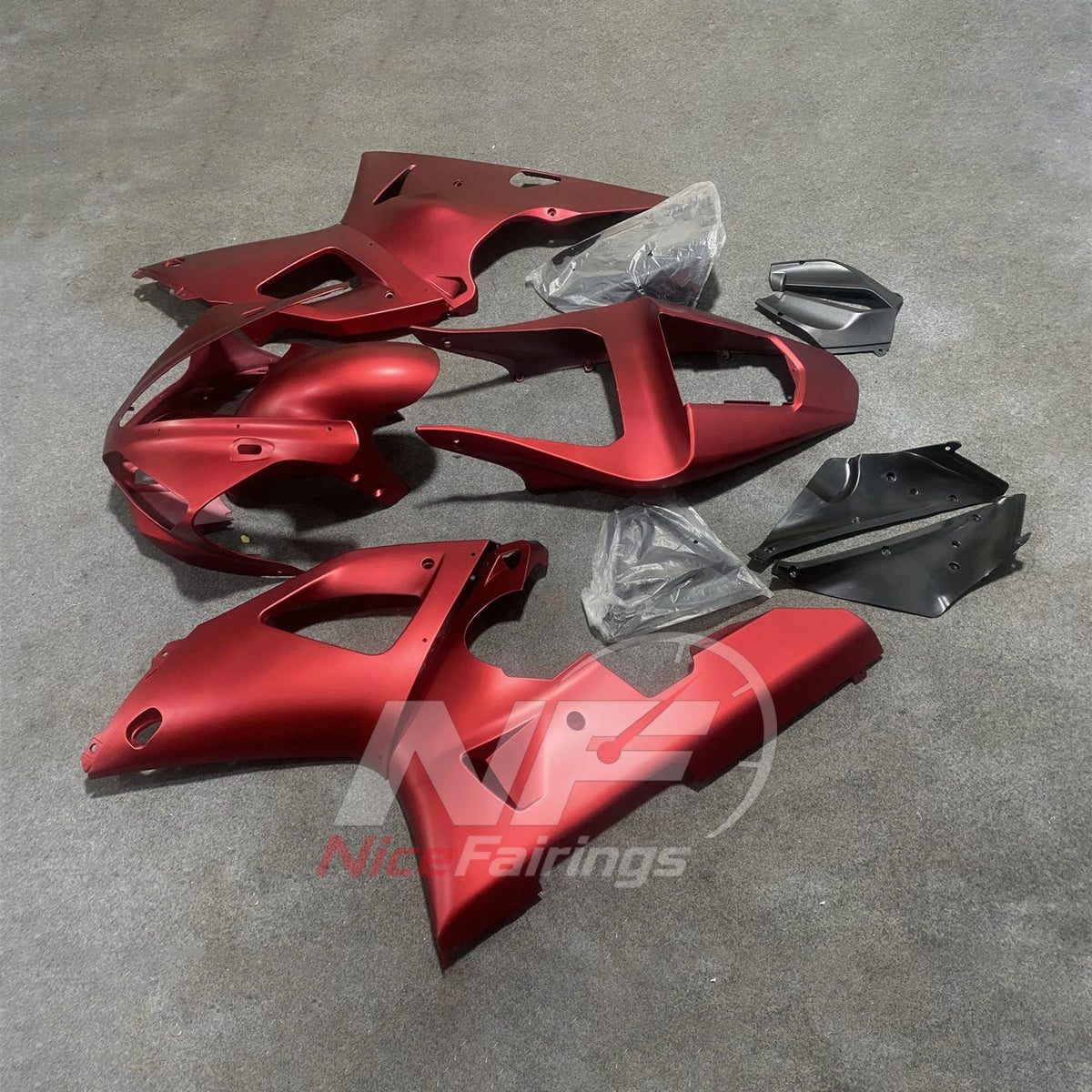 ABS Injection Fairing Kit Fits YAMAHA YZF-R1 RN04 2000-2001 - Satin Red | NiceFairings - front angle image