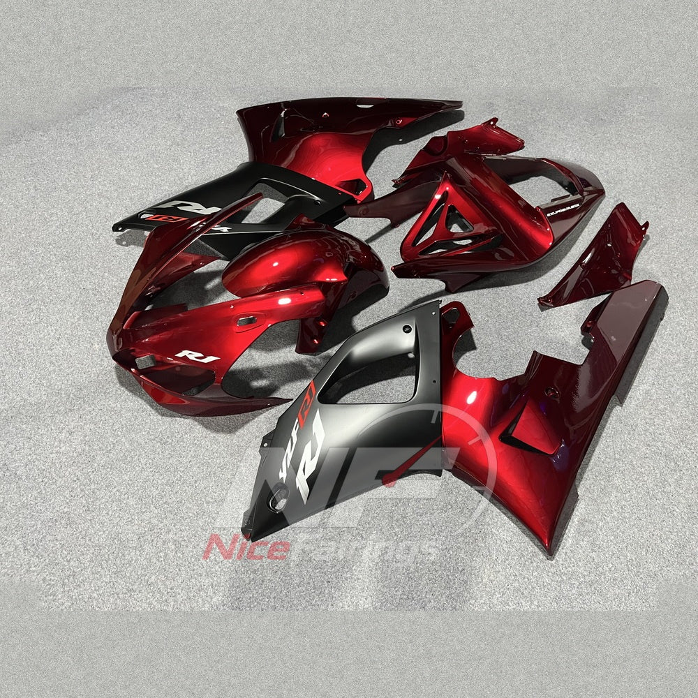 Full Replacement ABS Plastics Kit Fits YAMAHA YZF-R1 RN04 2000-2001 - Dark Red Black | NiceFairings - front angle image