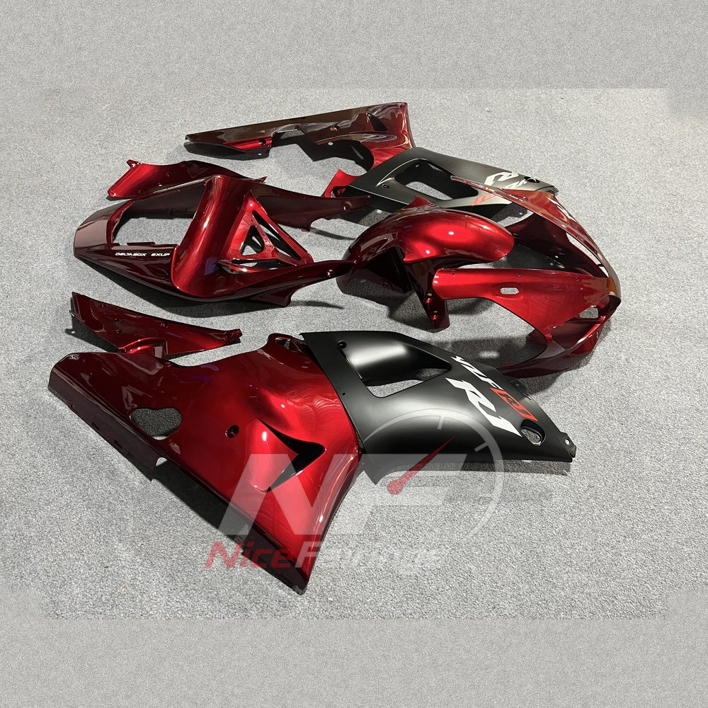 Full Replacement ABS Plastics Kit Fits YAMAHA YZF-R1 RN04 2000-2001 - Dark Red Black | NiceFairings - side angle image