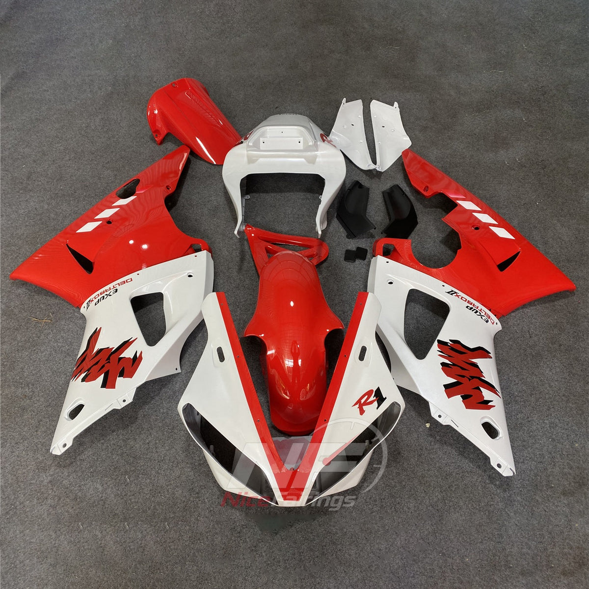 ABS Plastic Cowling Kit Fits YAMAHA YZF-R1 RN04 2000-2001 - Red White Graphic | NiceFairings - main product image