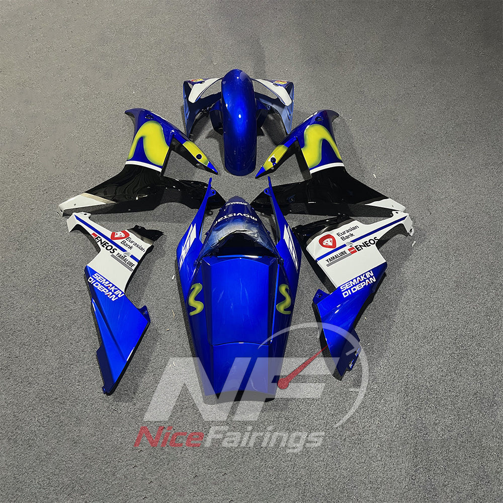 ABS Injection Fairing Kit Fits YAMAHA YZF-R1 RN09 2002-2003 - Blue Racing Graphic | NiceFairings - rear angle image