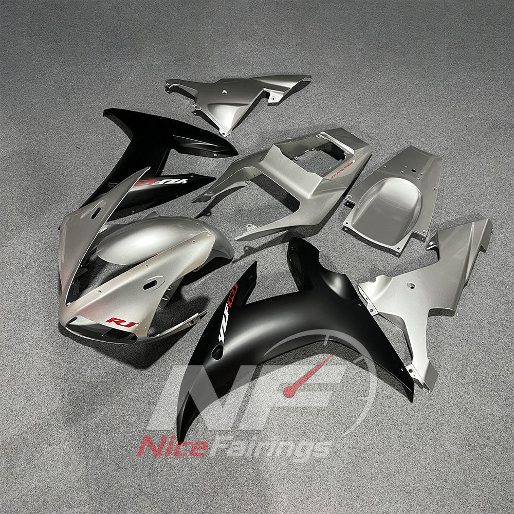 Complete ABS Body Panels Kit Fits YAMAHA YZF-R1 RN09 2002-2003 - Silver Black | NiceFairings - front angle image