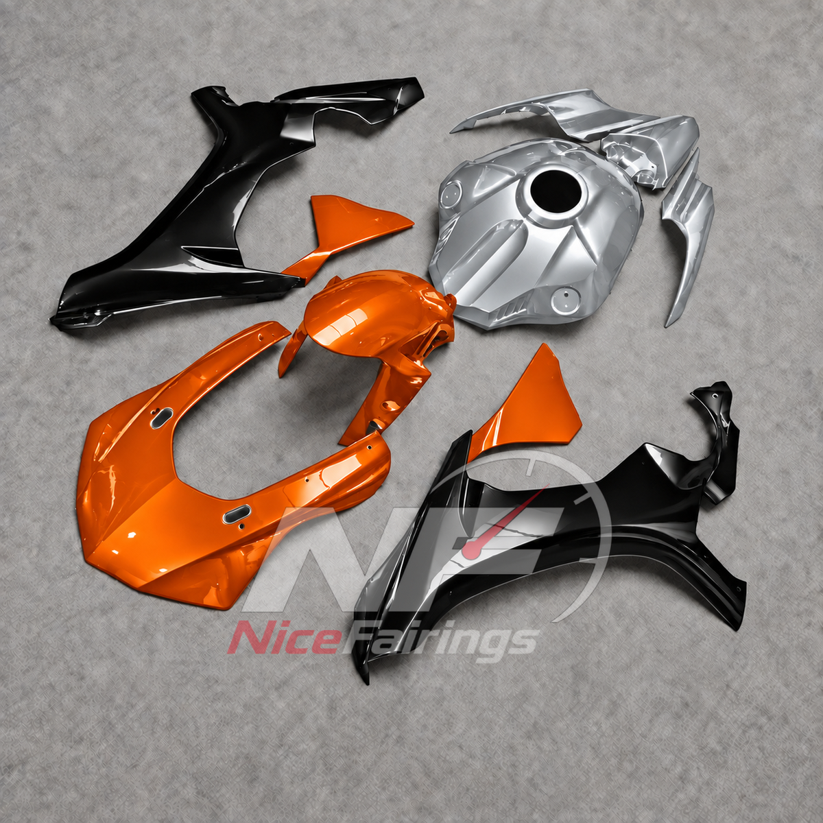 For Yamaha YZF-R1 2015-2019 Silver Orange Black Motorcycle Fairings | NiceFairings - front angle image