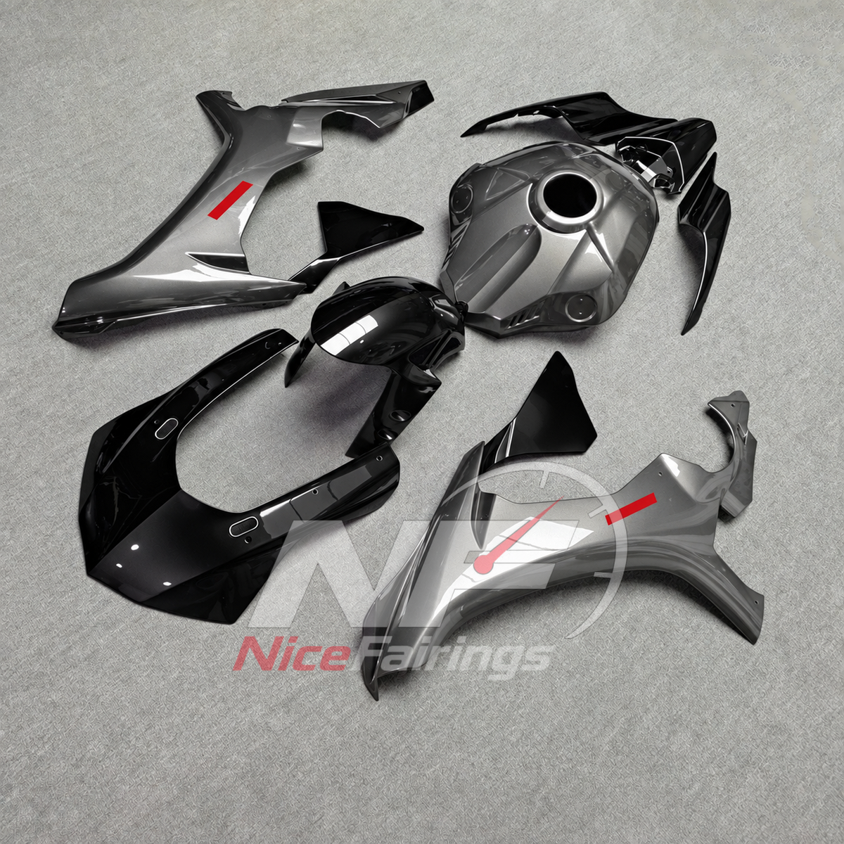 For Yamaha YZF-R1 2015-2019 Grey Black Red Motorcycle Fairings | NiceFairings - side angle image