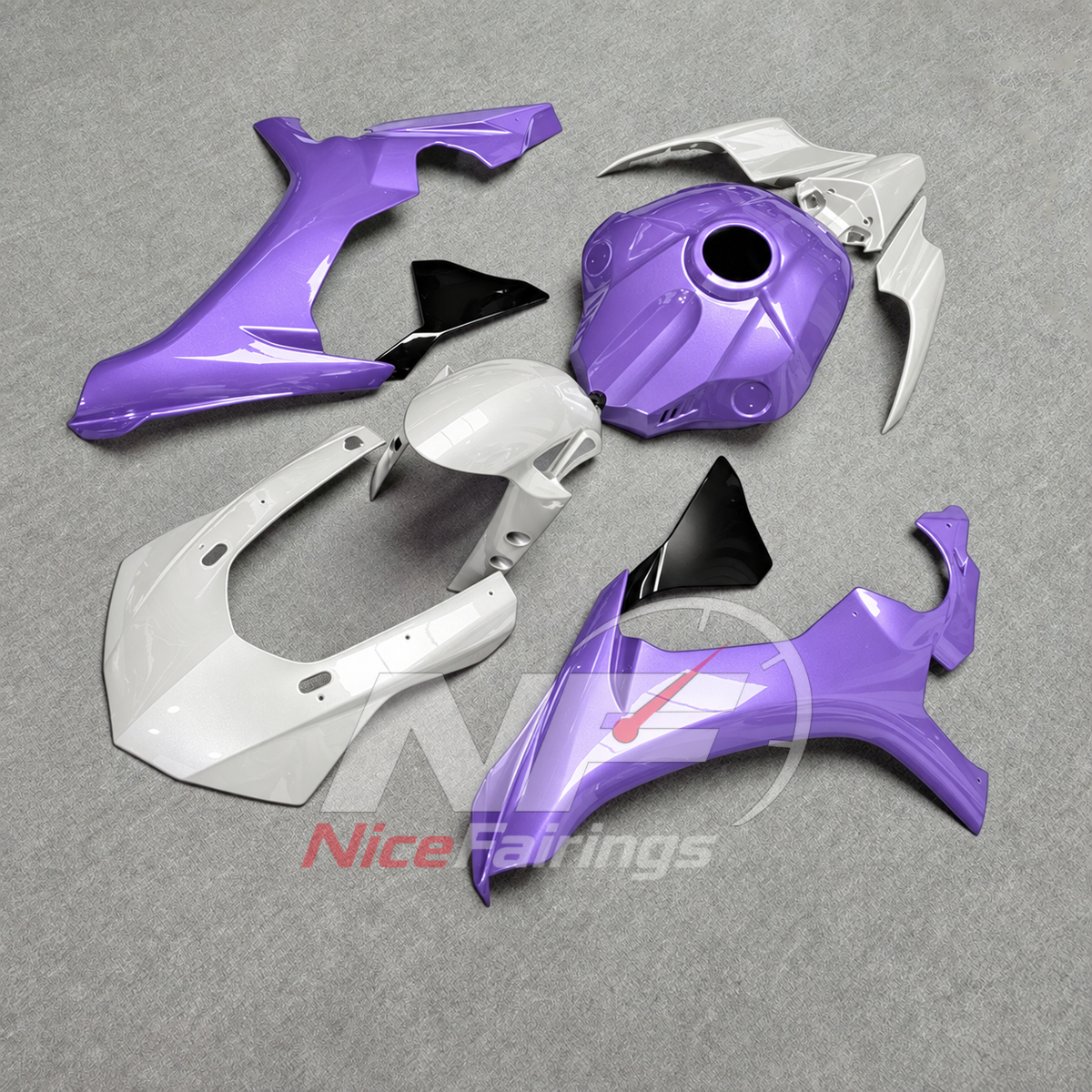 For Yamaha YZF-R1 2015-2019 Purple White Motorcycle Fairings | NiceFairings - side angle image