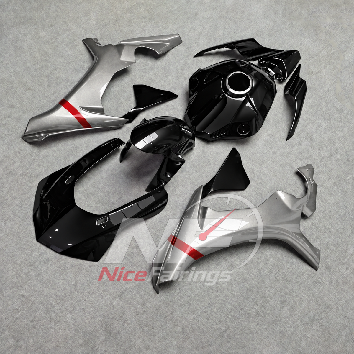 For Yamaha YZF-R1 2015-2019 Black Silver Red Motorcycle Fairings | NiceFairings - side angle image