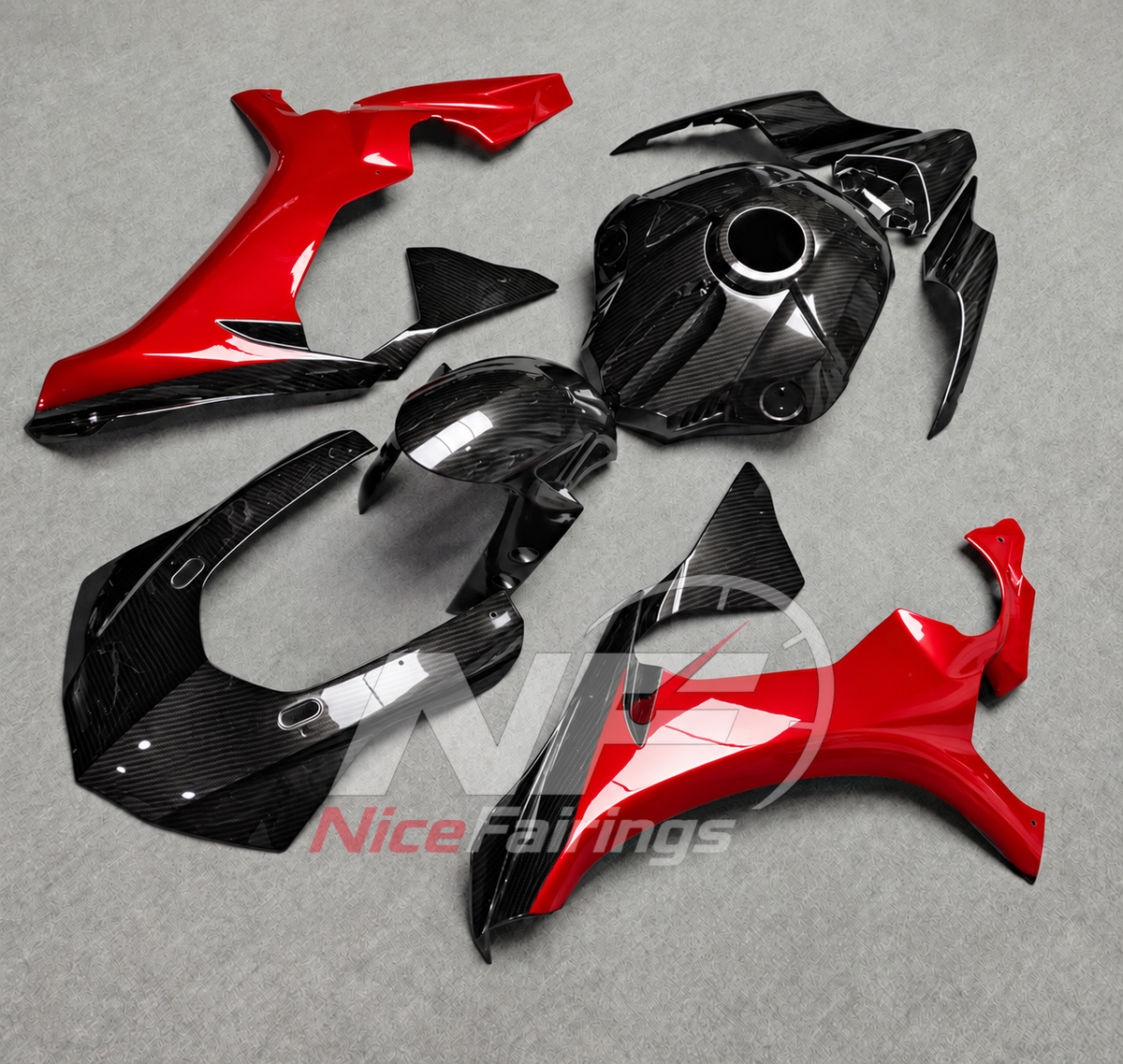 For Yamaha YZF-R1 2015-2019 Red Black Motorcycle Fairings | NiceFairings - side angle image