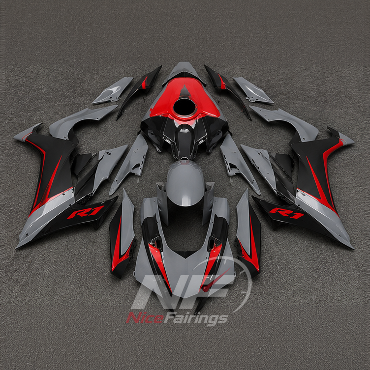 For Yamaha YZFR1 RN65 2020-2025 Grey Red Fairings Kit | NiceFairings - paint design NO.5 option image