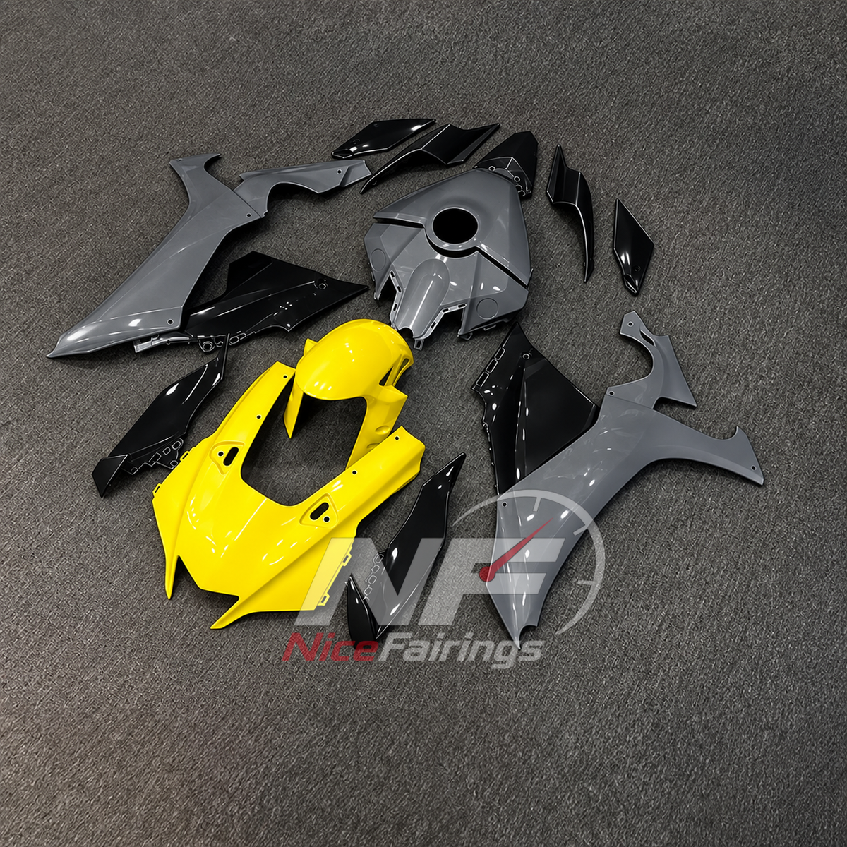 For Yamaha YZFR1 RN65 2020-2025 Grey Yellow Fairings Kit | NiceFairings - front angle image