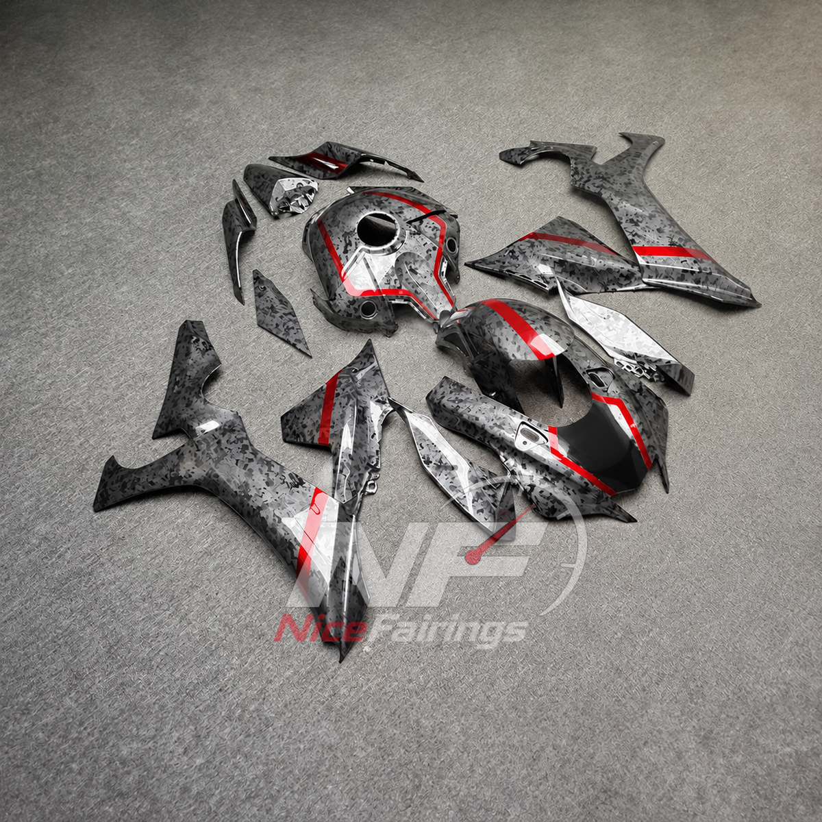 For Yamaha YZFR1 RN65 2020-2025 Black Silver Red Fairings Kit | NiceFairings - side angle image