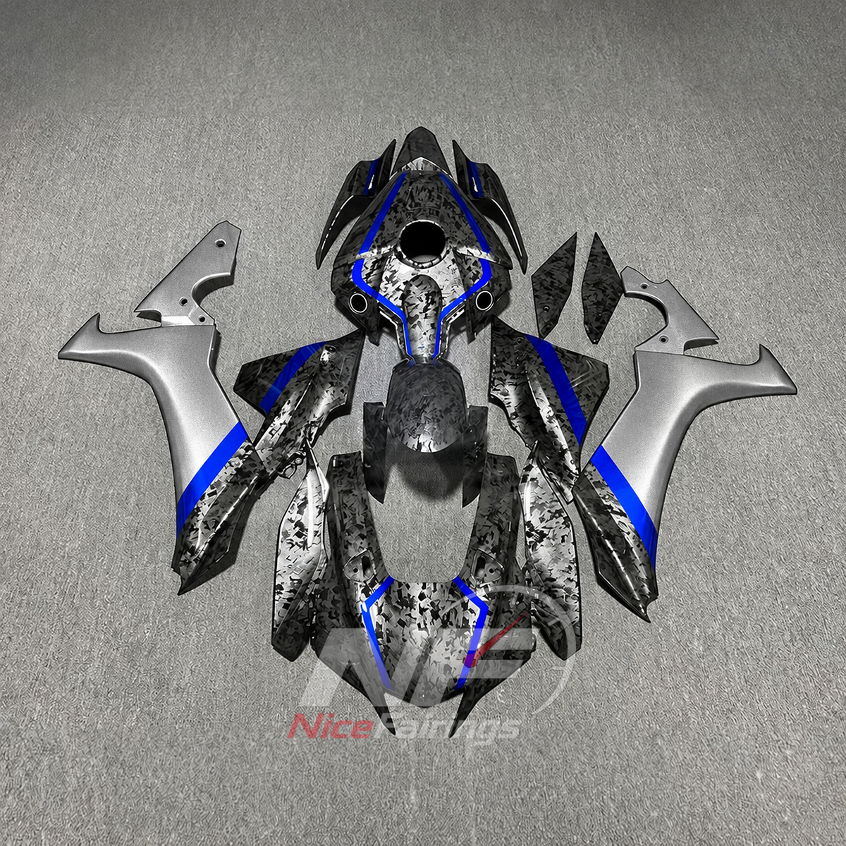 For Yamaha YZFR1 RN65 2020-2025 Orange Black Fairings Kit | NiceFairings - paint design NO.3 option image