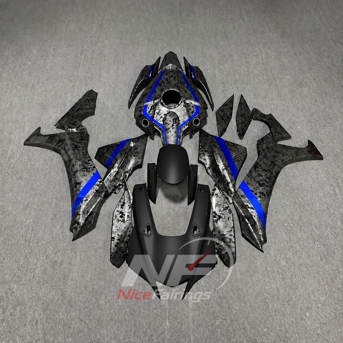 For Yamaha YZFR1 RN65 2020-2025 Silver Black Red Fairings Kit | NiceFairings - paint design NO.4 option image