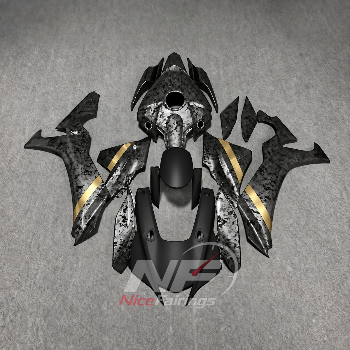 For Yamaha YZFR1 RN65 2020-2025 Black Gold Fairings Kit | NiceFairings - main product image