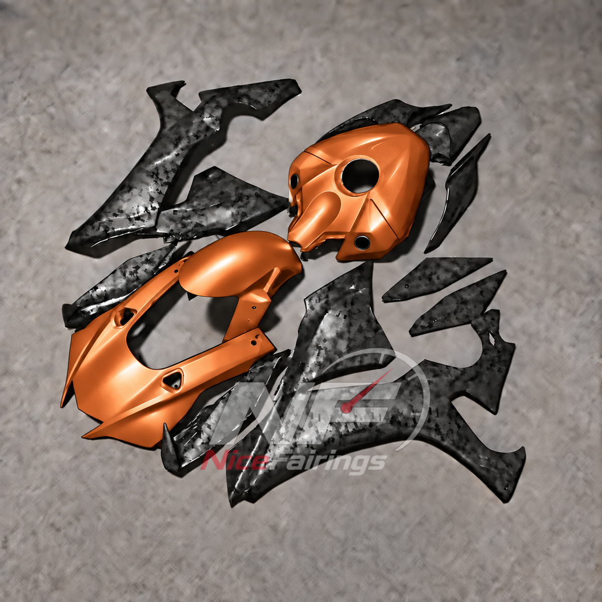 For Yamaha YZFR1 RN65 2020-2025 Orange Black Fairings Kit | NiceFairings - side angle image