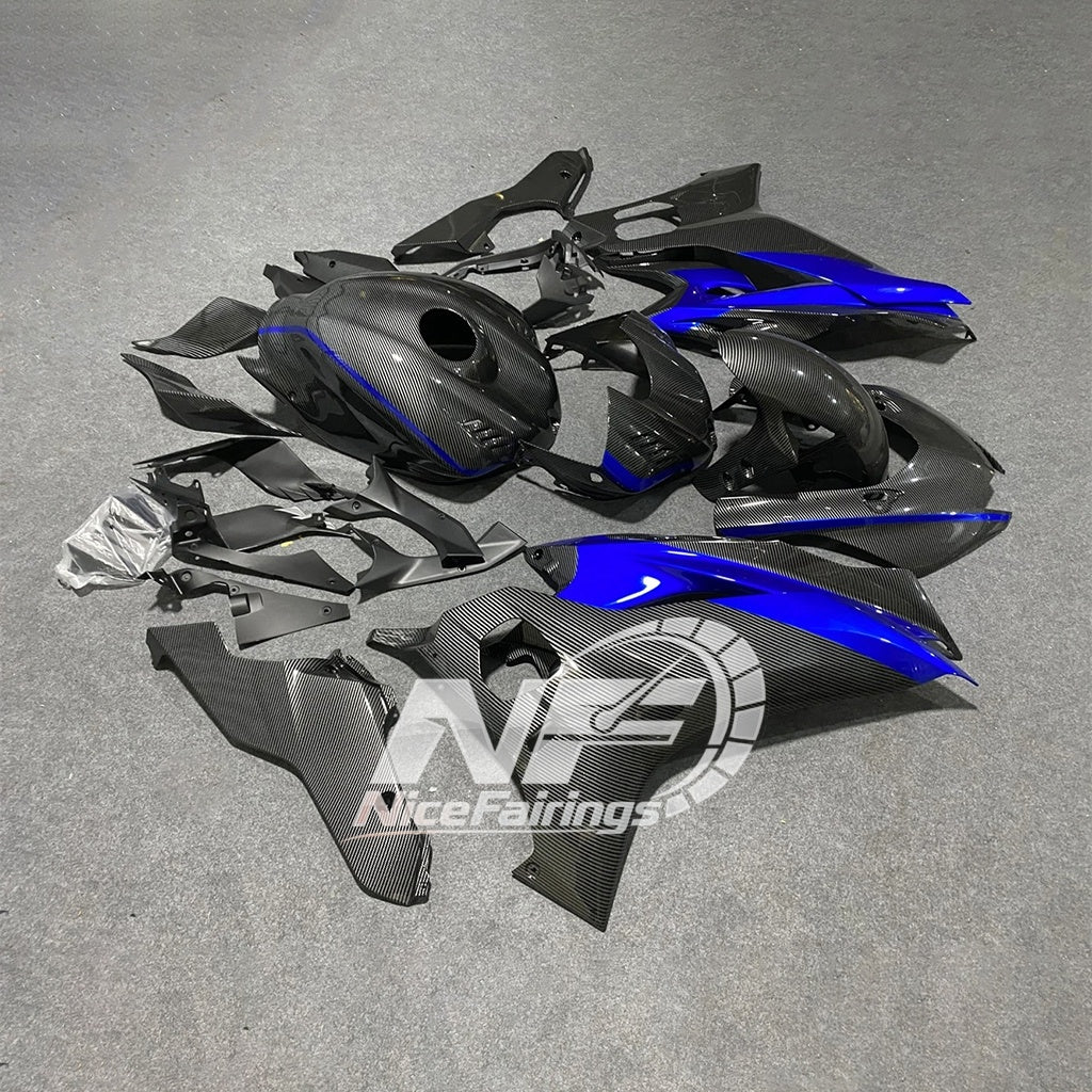 For YAMAHA YZF-R6 2017-2026 R6 Carbon Fiber Look Accents Aftermarket 100% Fit Sport Fairings Kit | NiceFairings - rear angle image