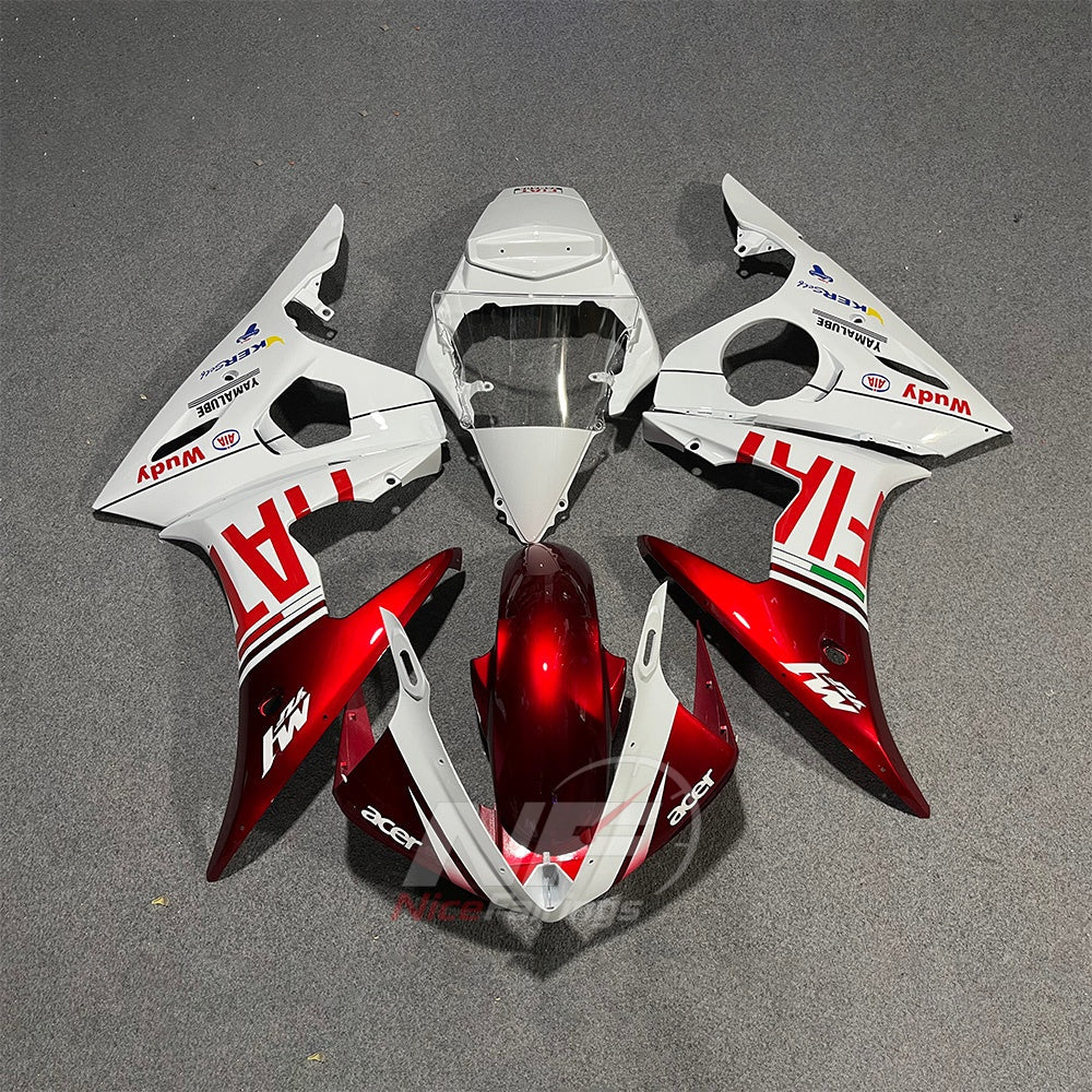 Complete ABS Body Panels Kit Fits YAMAHA YZF-R6 RJ09 2003-2005 - White Red Graphic | NiceFairings - main product image