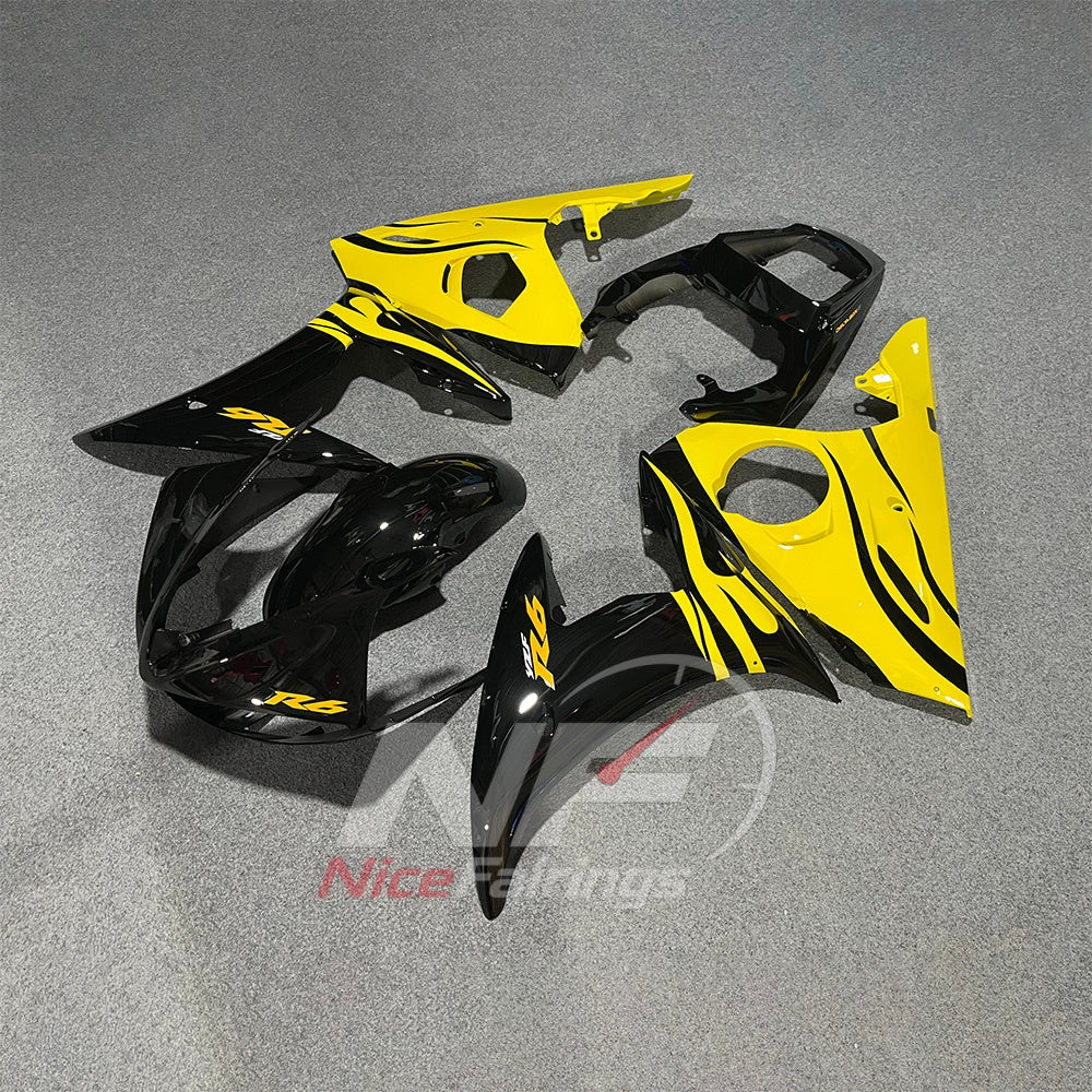 Full Replacement ABS Plastics Kit Fits YAMAHA YZF-R6 RJ09 2003-2005 - Yellow Black | NiceFairings - front angle image