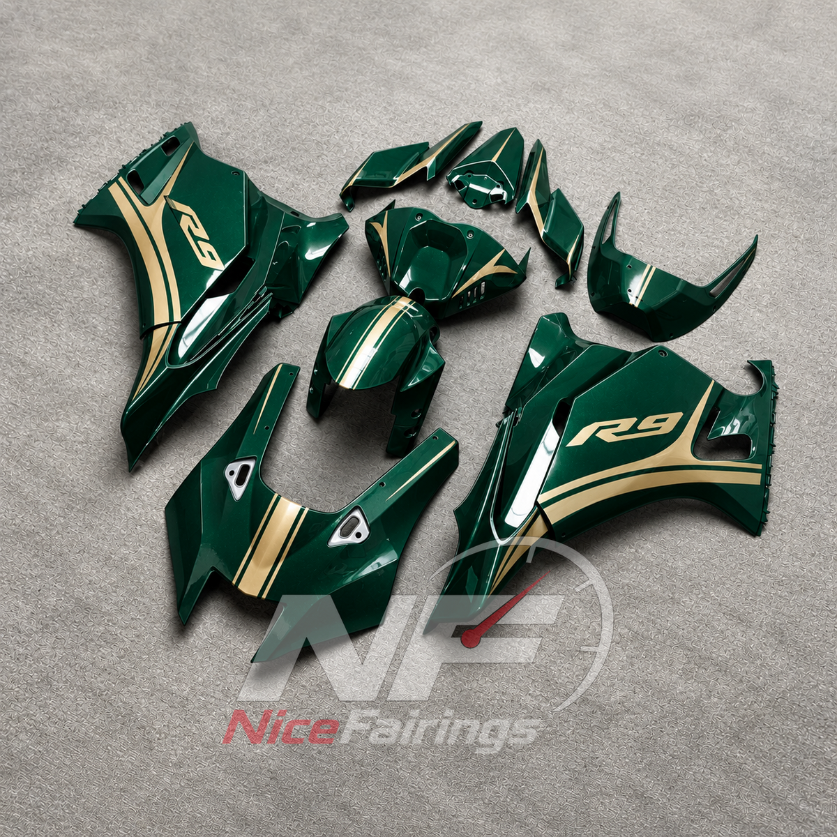ABS Injection Cowling Kit Fits YAMAHA YZF-R9 2025-2026 - Green Replacement | NiceFairings - side angle image