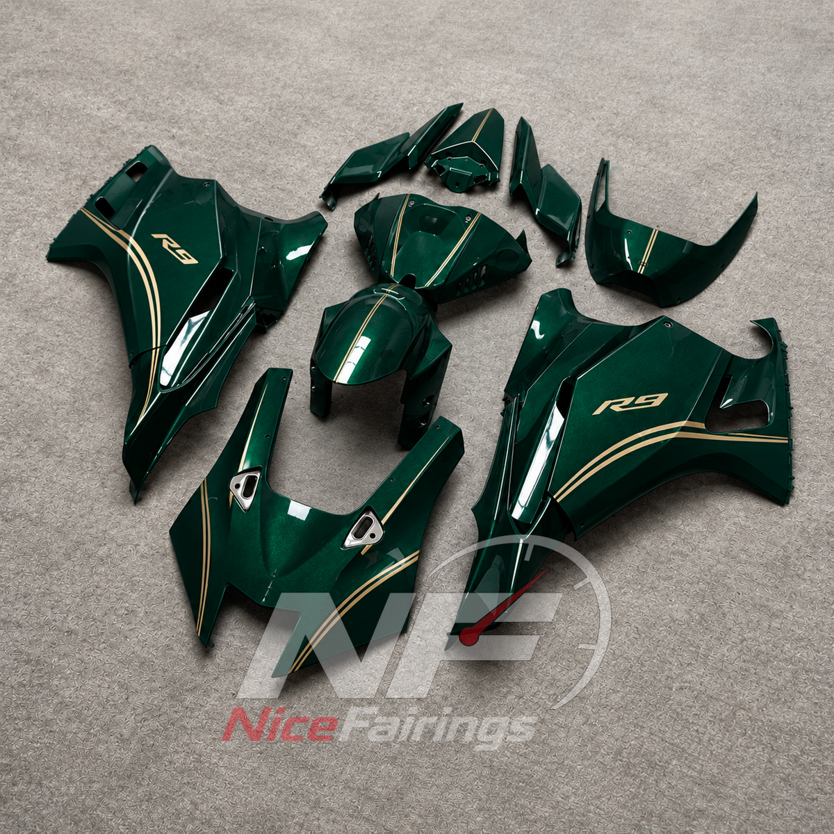 ABS Fairing Panel Kit Fits YAMAHA YZF-R9 2025-2026 - Green Aftermarket | NiceFairings - side angle image