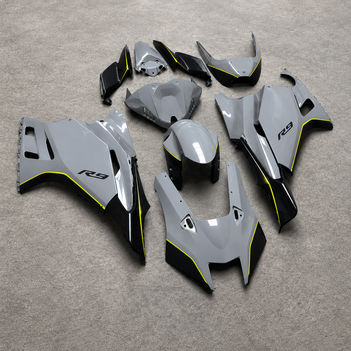 ABS Plastic Motorcycle Fairing Kit Fits YAMAHA YZF-R9 2025-2026 - Gray Custom-Painted | NiceFairings - front angle image