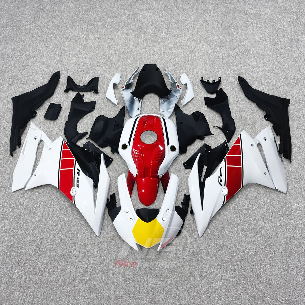 Fairings Kit Fits 2019-2022 YAMAHA YZF-R125 - ABS Plastic Bodywork - Yellow Black | NiceFairings - paint design NO.4 option image