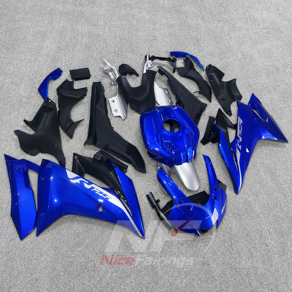 ABS Plastic Fairing Kit Fits 2019-2022 YAMAHA YZF-R125 - Bodywork - Blue White Black | NiceFairings - front angle image