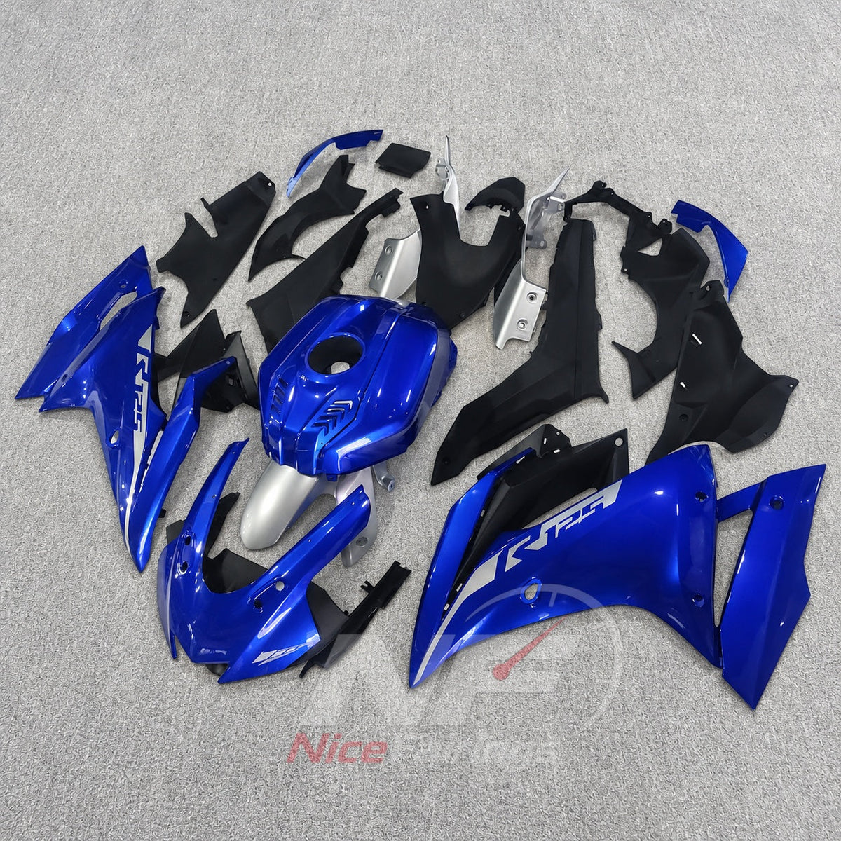 ABS Plastic Fairing Kit Fits 2019-2022 YAMAHA YZF-R125 - Bodywork - Blue White Black | NiceFairings - side angle image