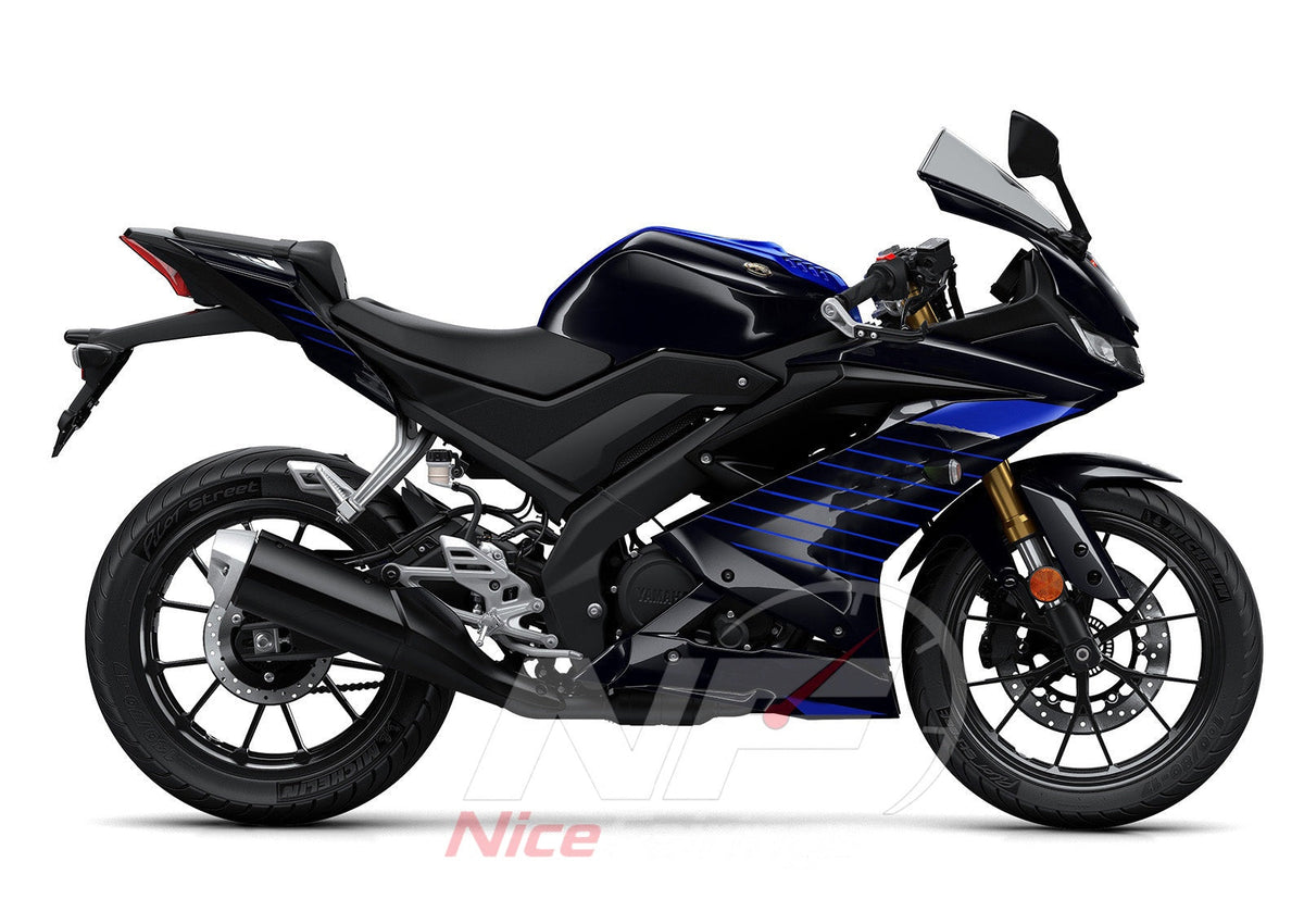Replacement Fairings Fit 2019-2022 YAMAHA YZF-R125 - ABS Plastic Bodywork - Blue Black | NiceFairings - rear angle image